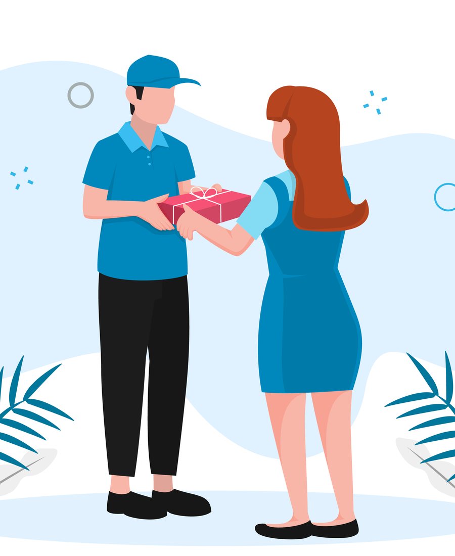 Courex uniformed courier delivering packages with care